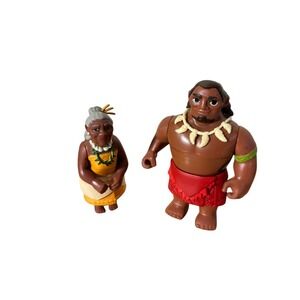 Disney Chief Tui Motunui, Grandma 3.5" Figures Hasbro Lot Of 2